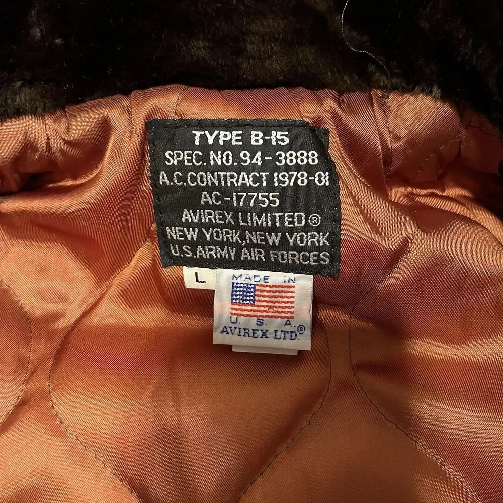Avirex Vintage Type B-15 Flight Jacket Authentic Aviator LTD Flight Mens‎ SZ LRG - Picture 12 of 16